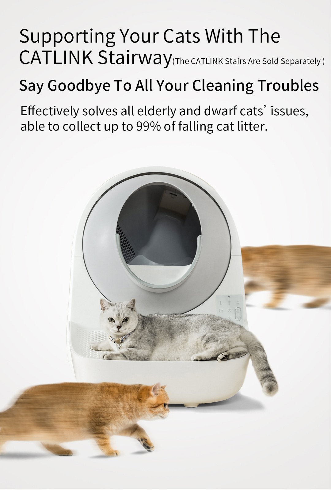 CATLINK Scooper Smart Self-Cleaning Cat Litter Box- Standard Pro White