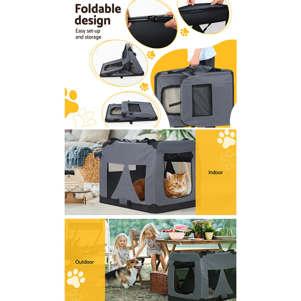 i.Pet Pet Carrier Soft Crate Dog Cat Travel 82x58CM Portable Foldable Pet Bag XL