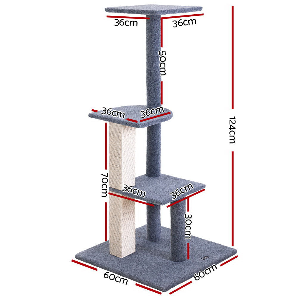 i.Pet Cat Tree 124cm Scratching Post Tower Scratcher Cat Tree Cat Condo Board