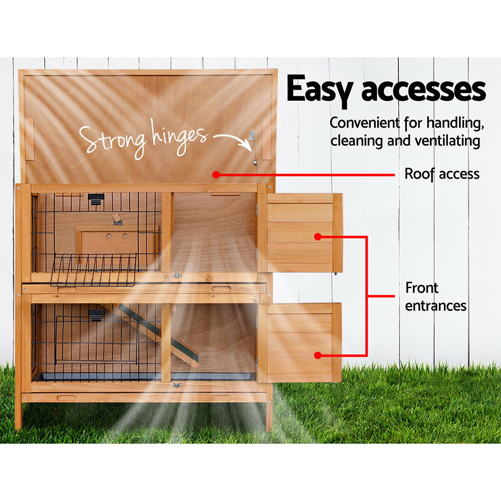 i.Pet Rabbit Hutch 91.5cm x 45cm x 82cm Chicken Coop Large Wooden House Run Cage Pet Bunny