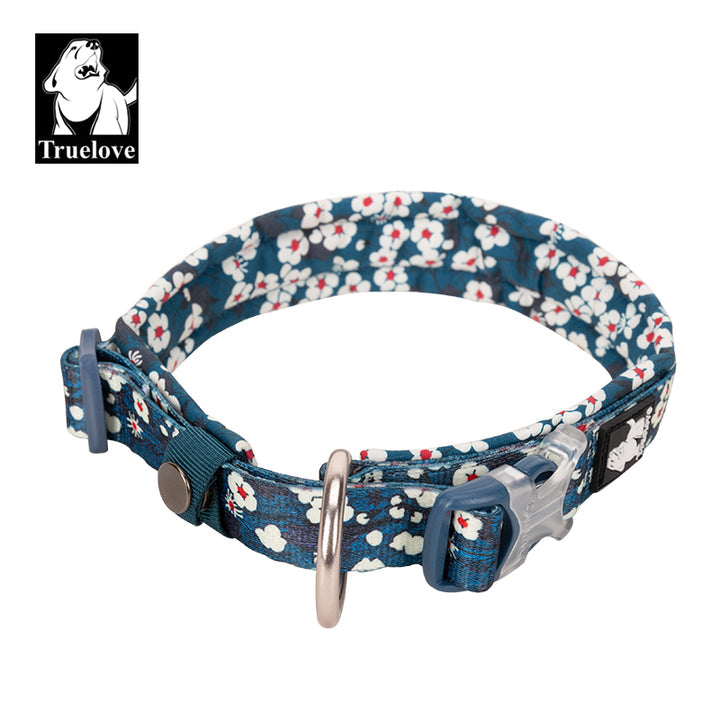 Floral Pet Collar Saxony Blue L