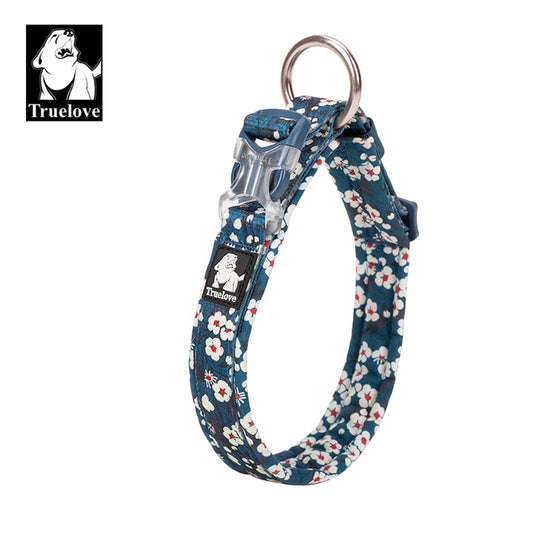 Floral Pet Collar Saxony Blue L