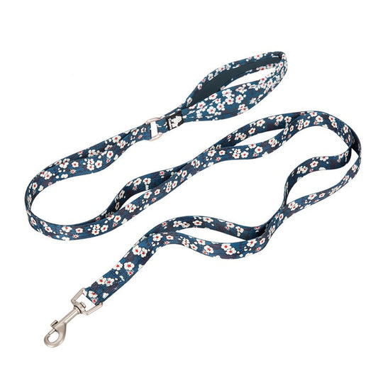 Floral Multi Pet Leash Handle Saxony Blue - M