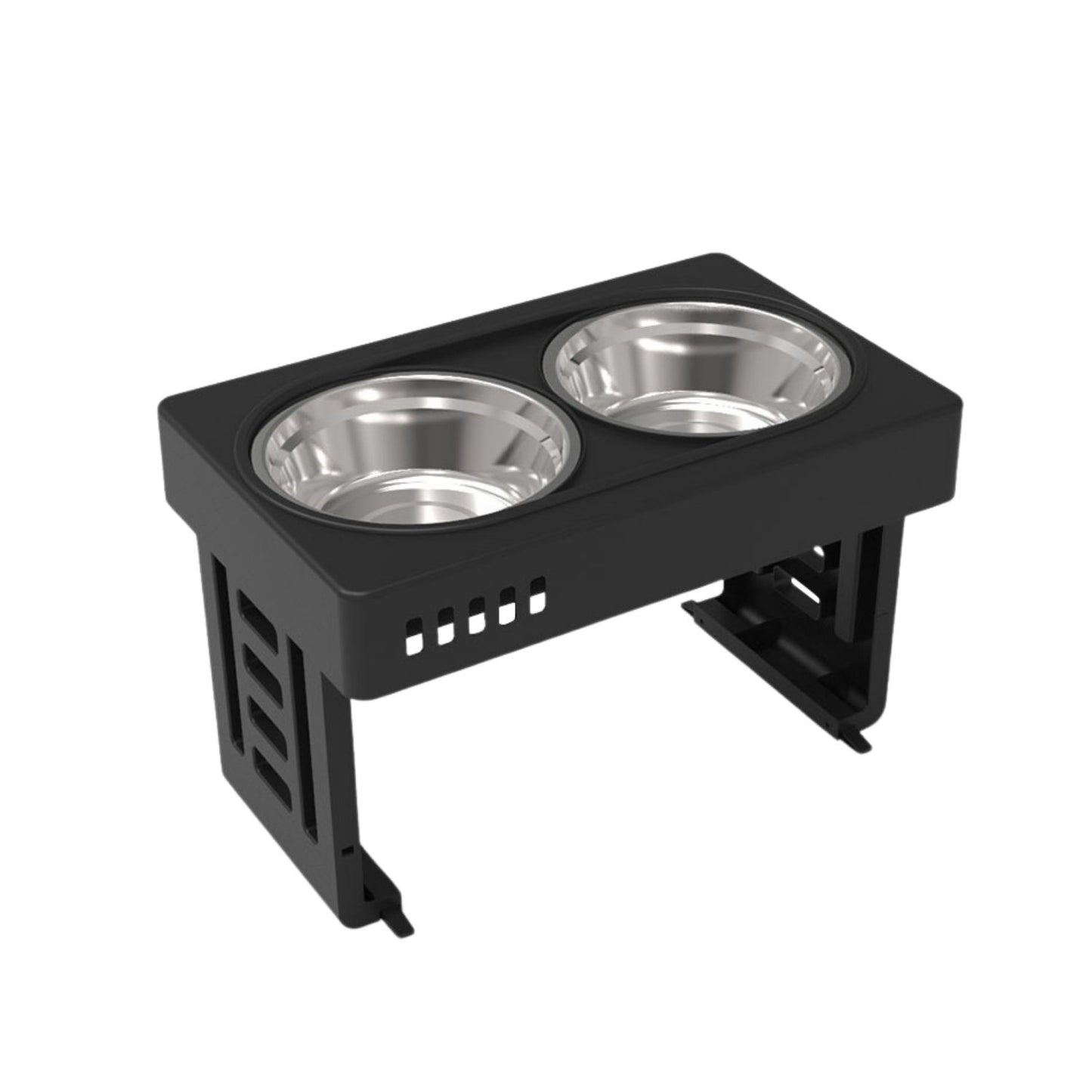 Elevated Raised Pet Feeder with Double Pet Bowl (Black)