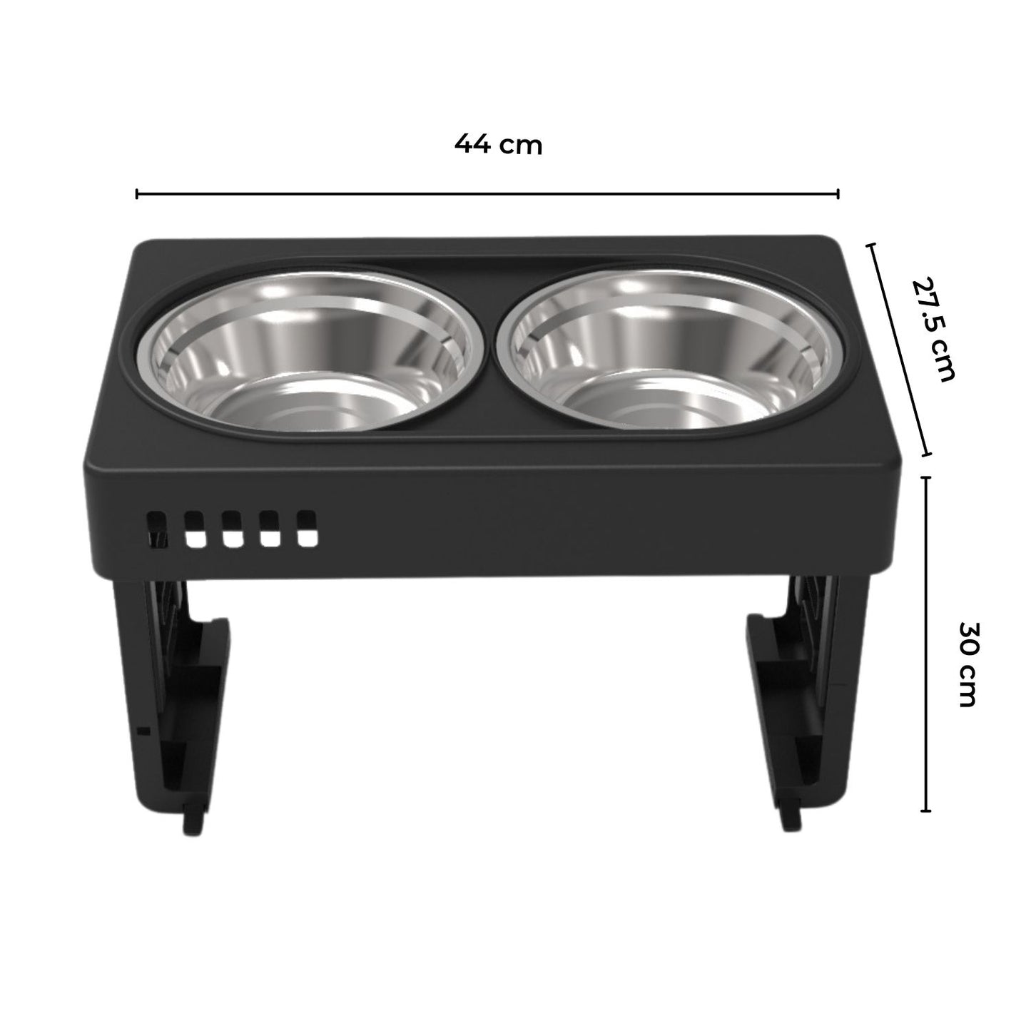 Elevated Raised Pet Feeder with Double Pet Bowl (Black)