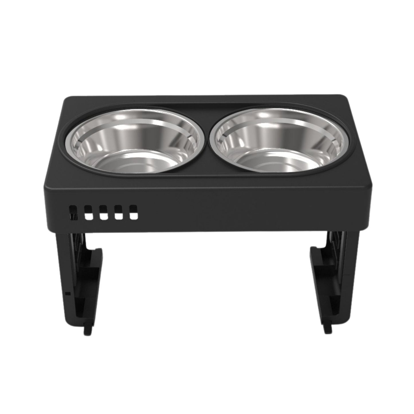 Elevated Raised Pet Feeder with Double Pet Bowl (Black)