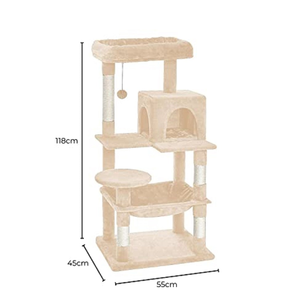 118cm Plush Cat Condo Cat Tree Cat Scratching Post Beige