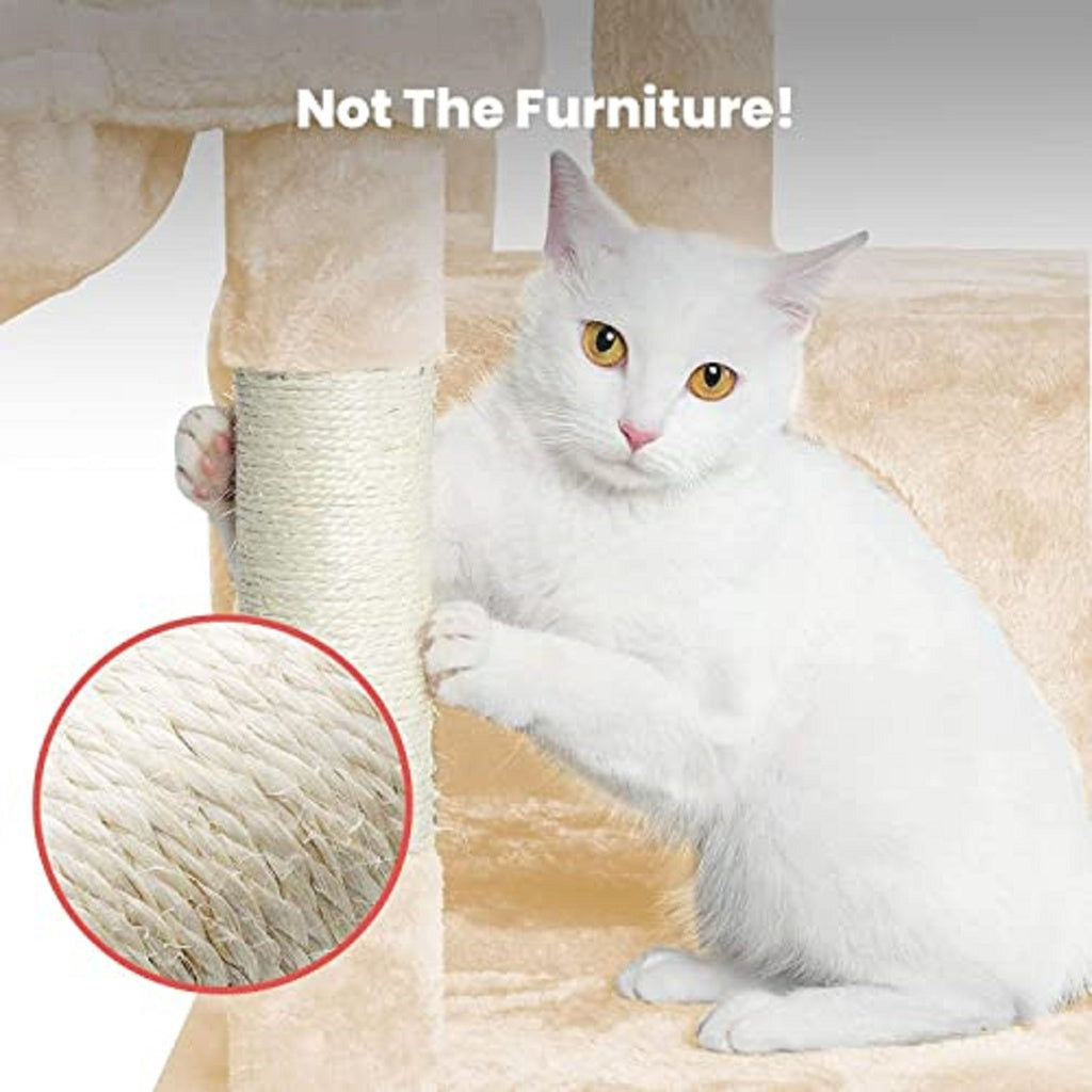 118cm Plush Cat Condo Cat Tree Cat Scratching Post Beige