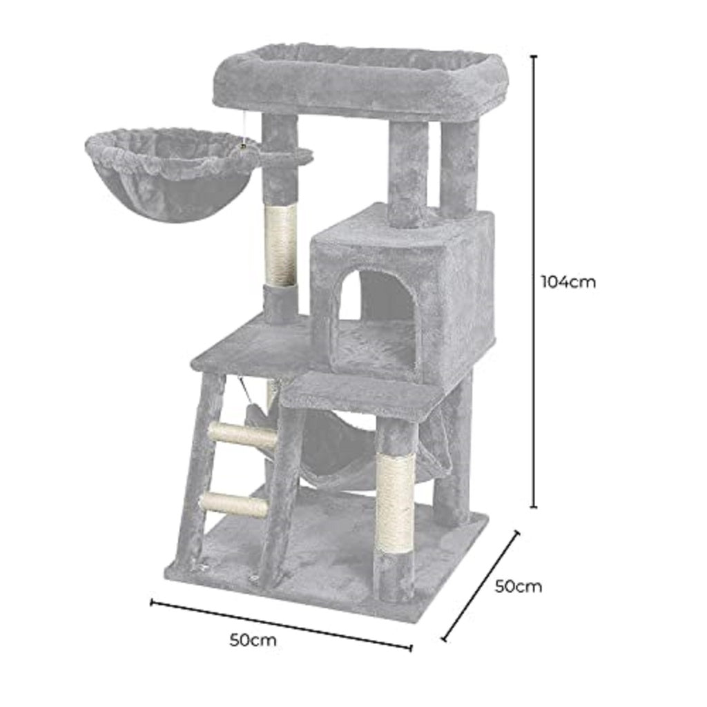 104cm Plush Cat Condo Cat Tree Cat Scratching Post Light Grey