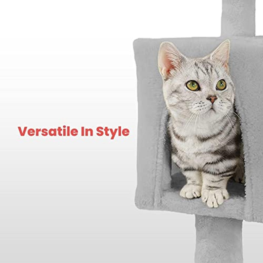 104cm Plush Cat Condo Cat Tree Cat Scratching Post Light Grey