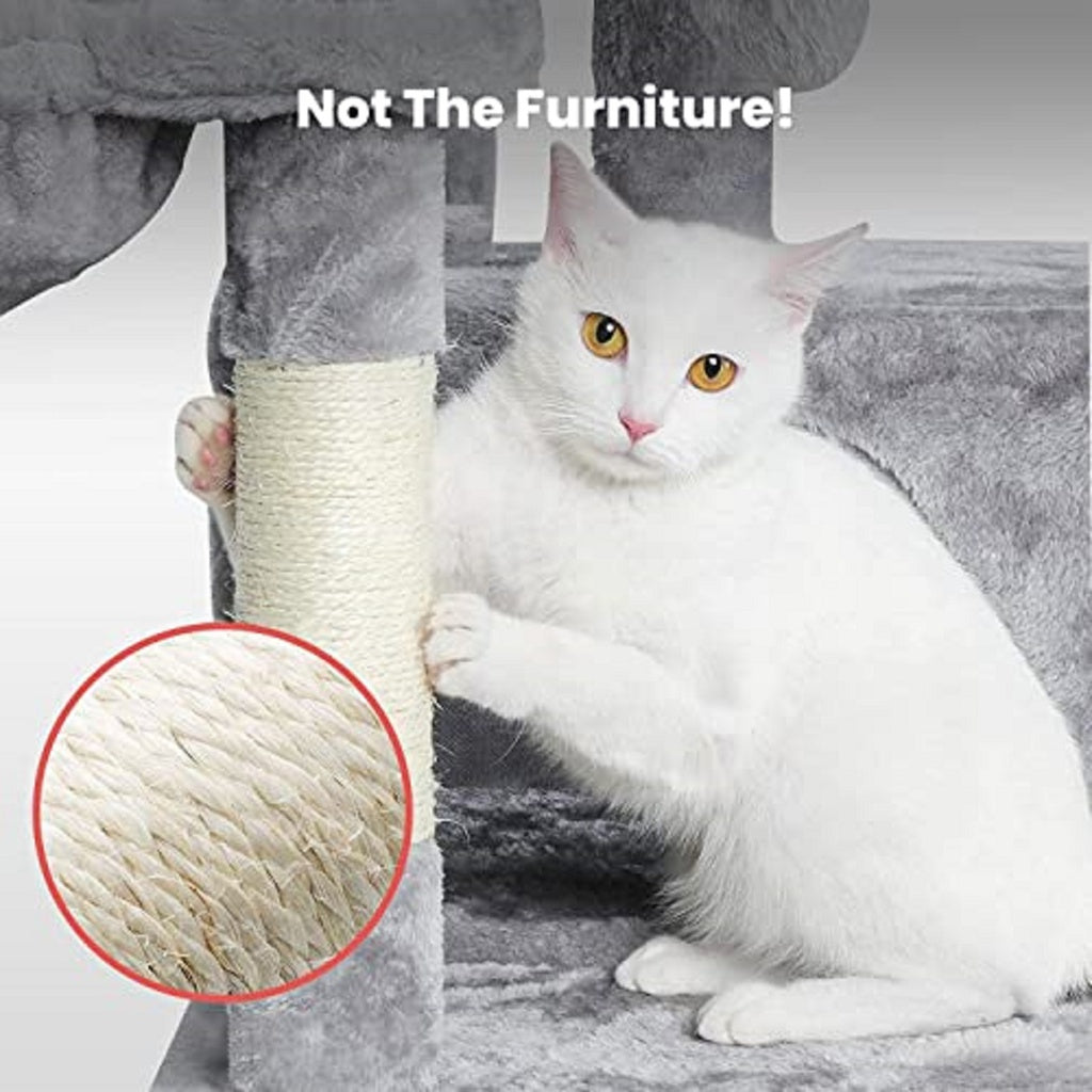 104cm Plush Cat Condo Cat Tree Cat Scratching Post Light Grey