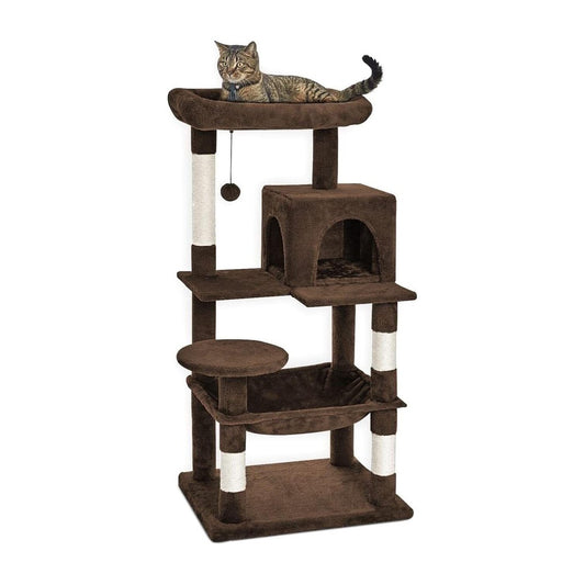 118cm Plush Cat Condo Cat Tree Cat Scratching Post Cat Bed Brown