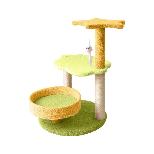 75cm Galaxy Plush Cat Scratching Post Cat Tree Cat Bed Yellow Green