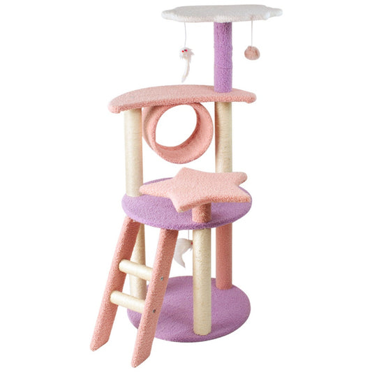 101cm Galaxy Plush Cat Condo Cat Tree Cat Scratching Post Pink Purple