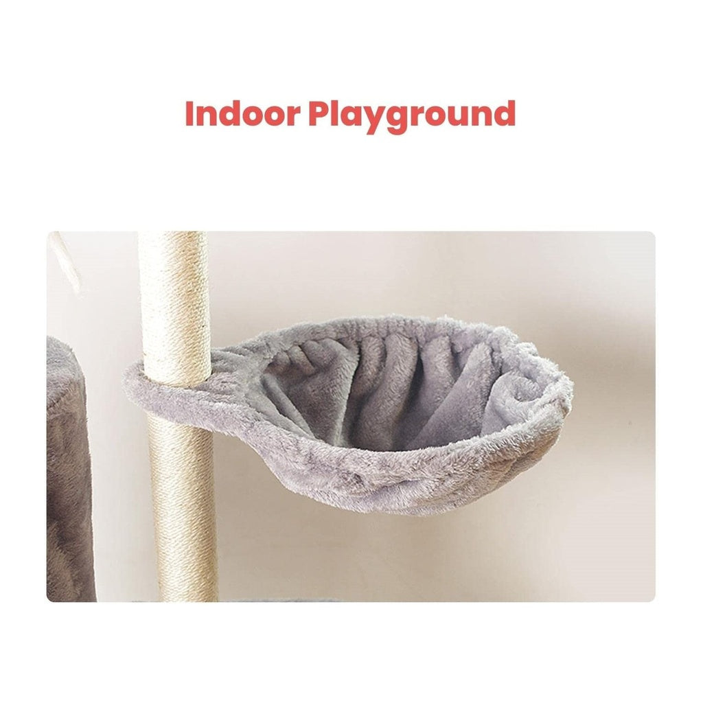 138cm 5 Layer Plush Cat Condo Cat Tree Cat Scratching Post Light Grey