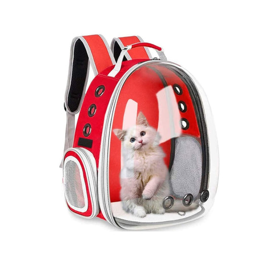 Pet Cat Backpack Space Capsule Pet Carrier Backpack - (Red)