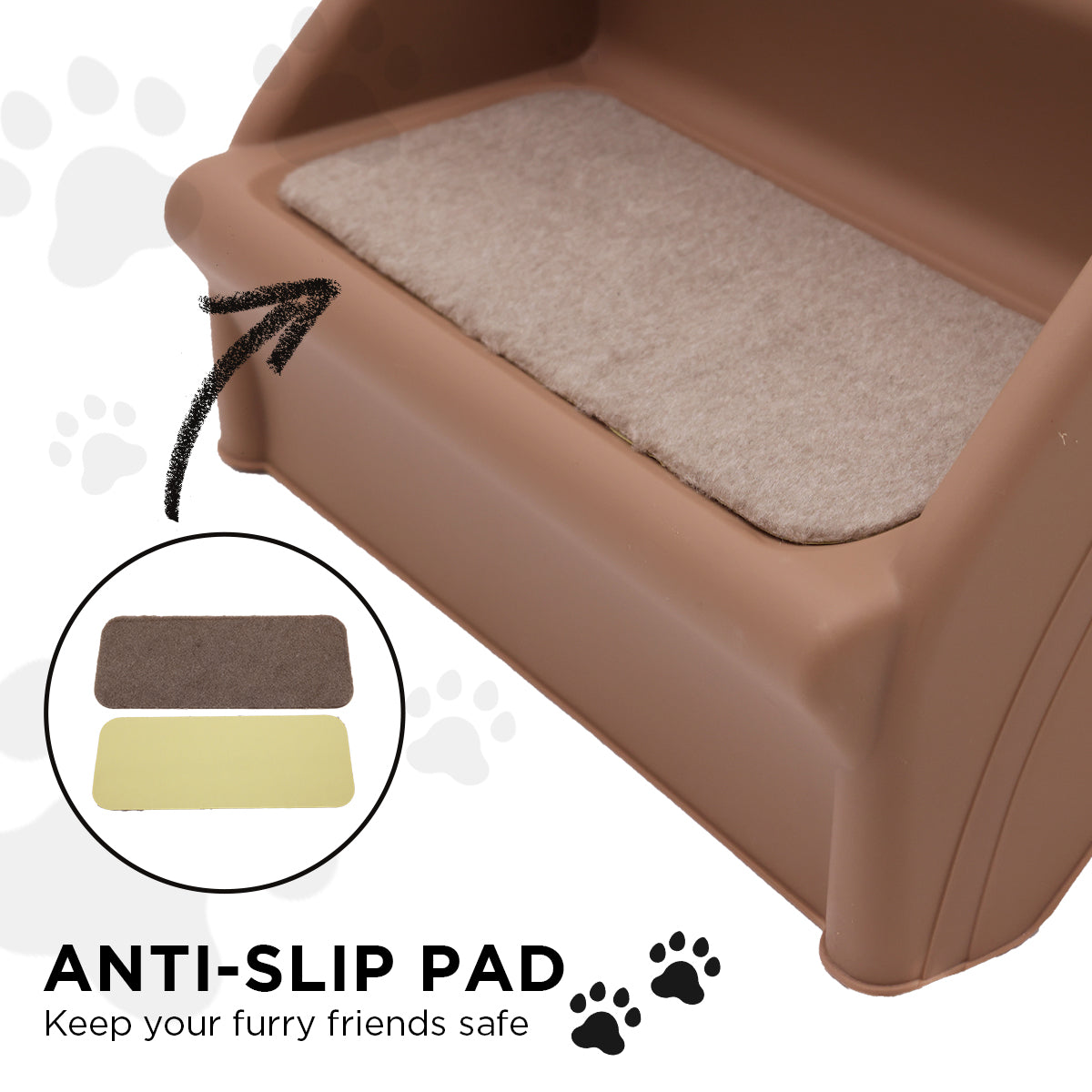 Furtastic 50cm Foldable Step Ladder Pet Stairs - Brown