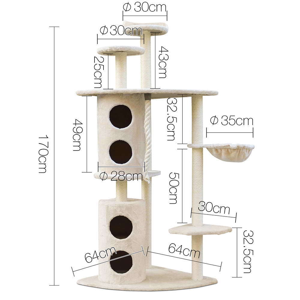 YES4PETS 170cm XL Multi Level Cat Scratching Post Tree Post House Tower-Beige