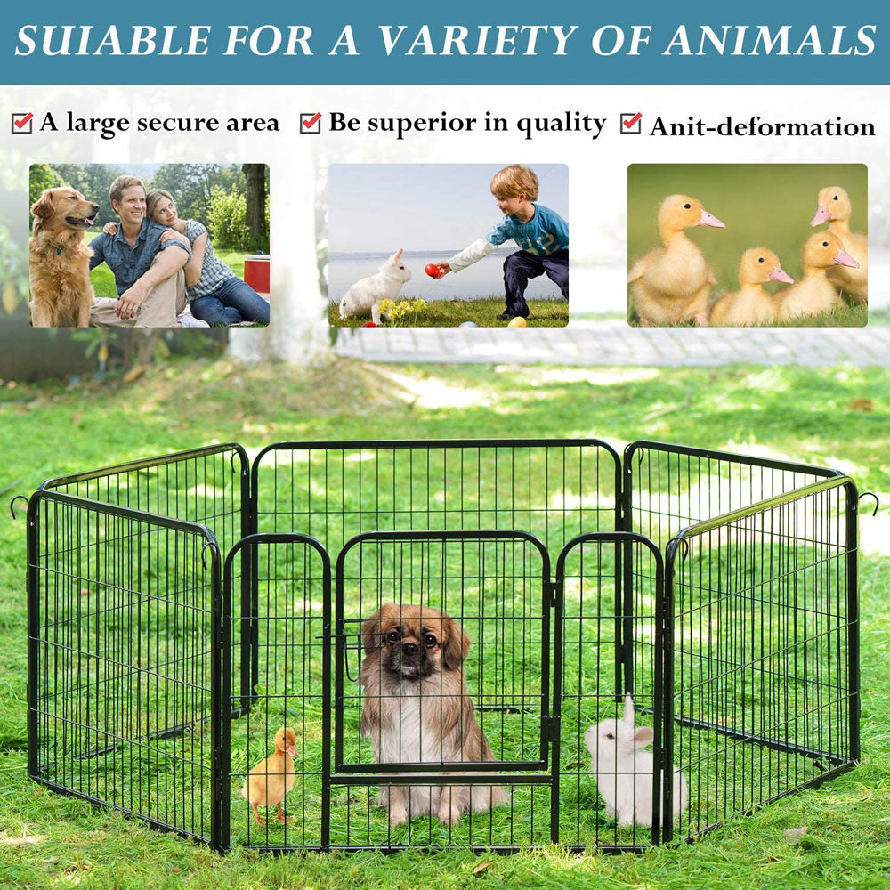 6 Panel Pet Dog Cat Bunny Puppy Play pen Playpen 80x80cm Exercise Cage Dog Panel Fence