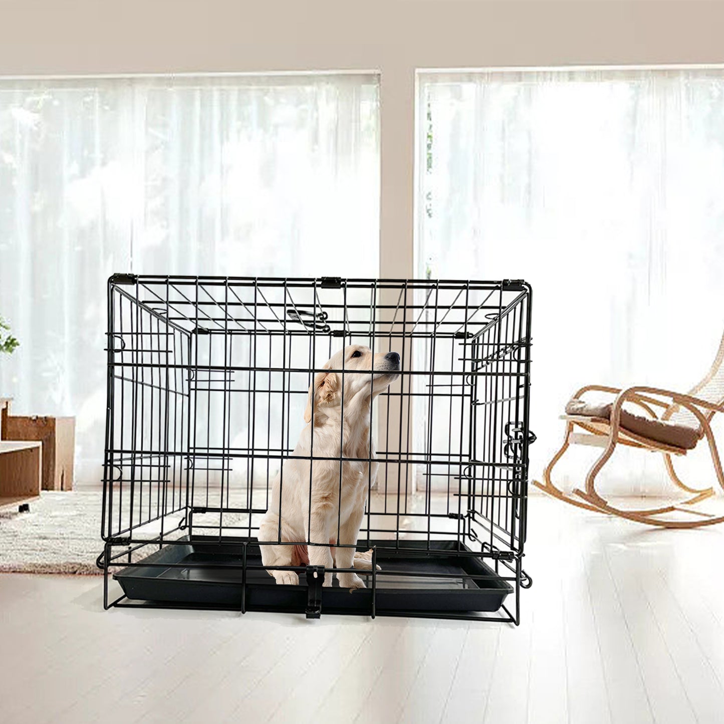 42" Pet Dog Cage Kennel Metal Crate Enlarged Thickened Reinforced Pet Dog House