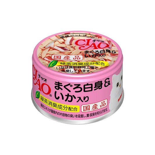 CIAO Canned Cat Food Jelly For Cat White Meat Tuna With Squid 85G X12 Japan Quality