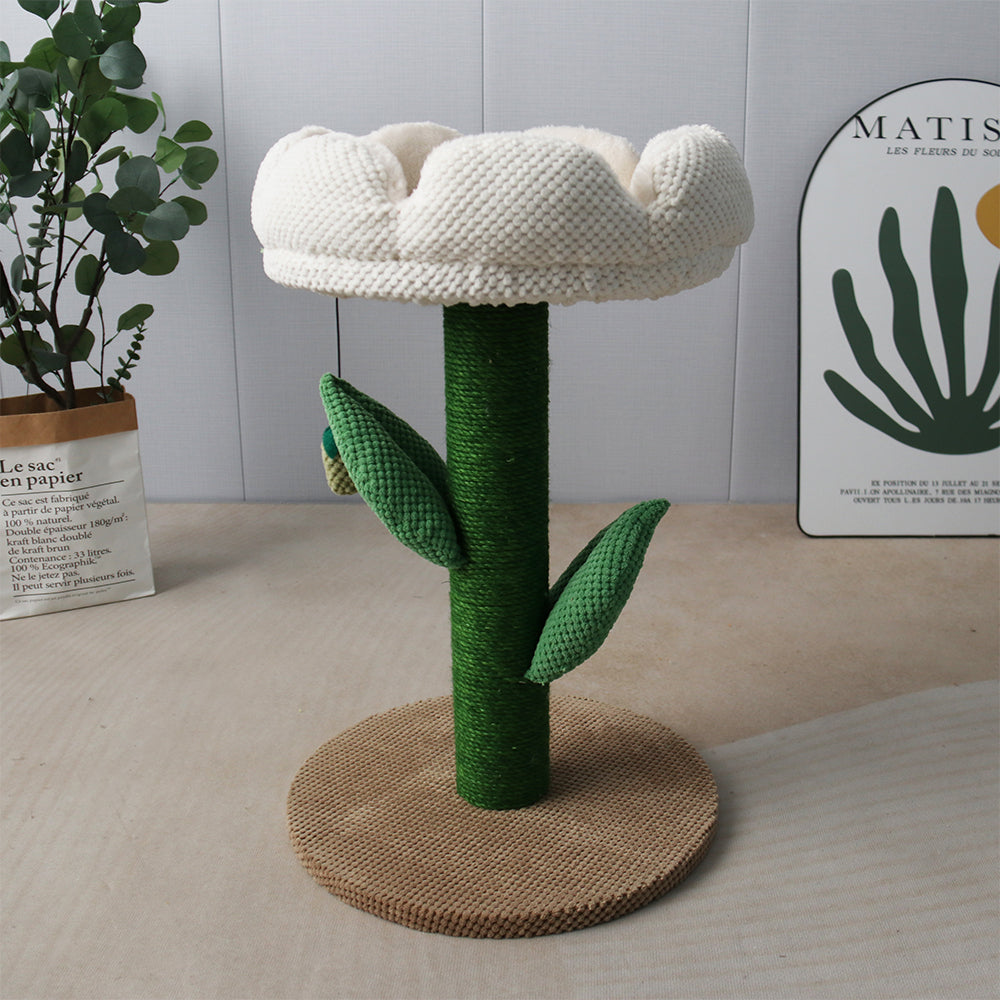 CATIO White Camelia Flower Cat Scratching Tree Cat Bed Cat Scratching post