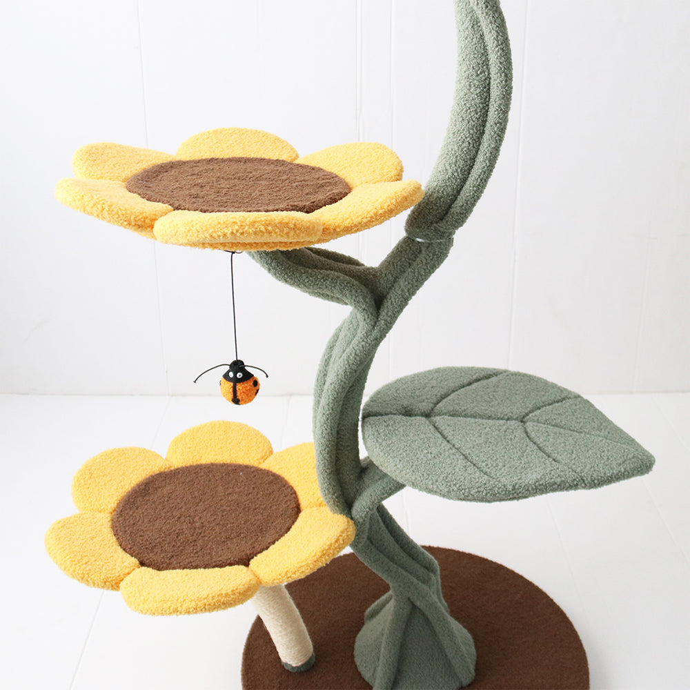 5-Level Sunflower Cat Tree Scratching Post Cat Bed