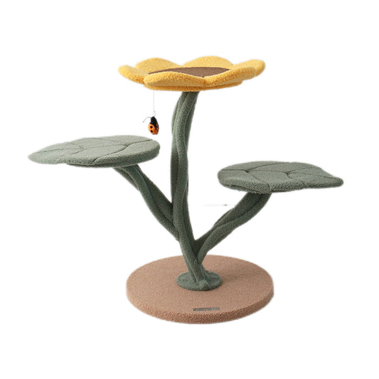 3-Level Sunflower Cat Tree Scratching Post Cat Bed