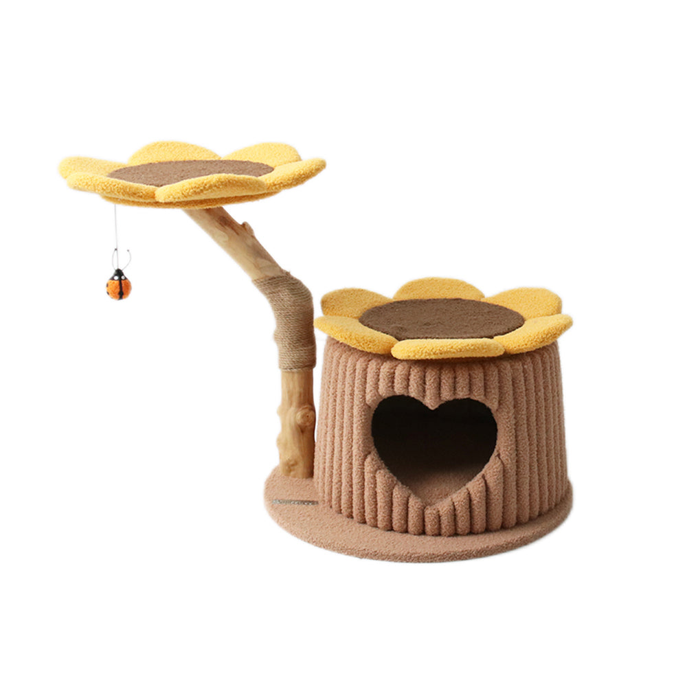 Heart Shaped Cat House With Sunflower Cat Tree