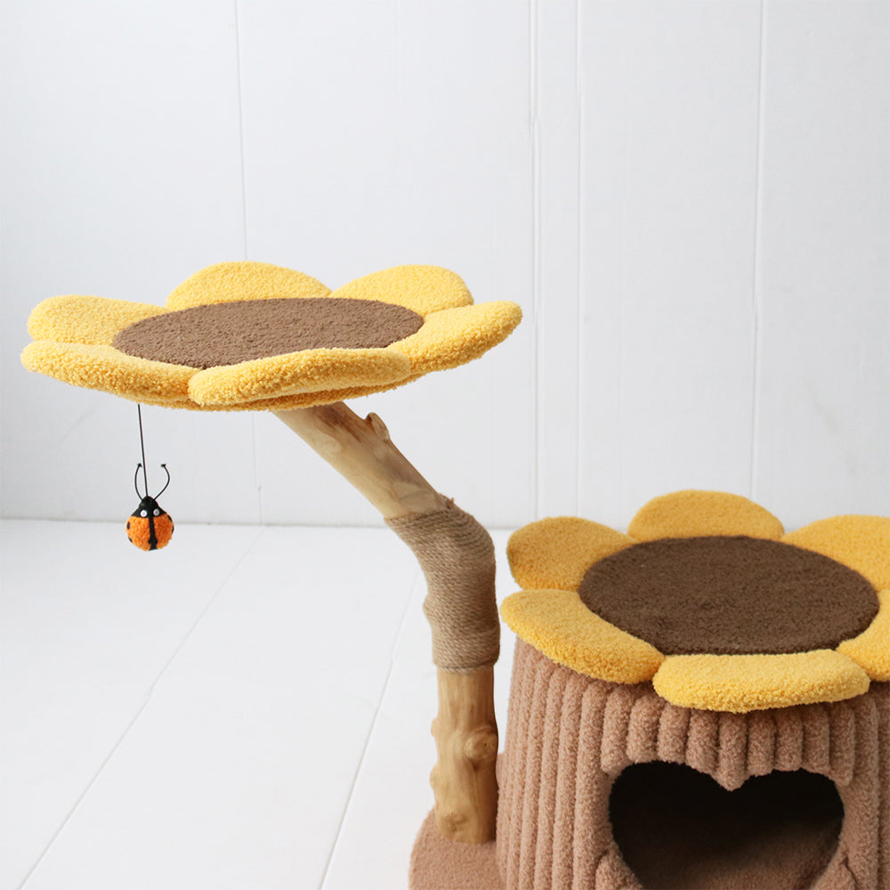 Heart Shaped Cat House With Sunflower Cat Tree