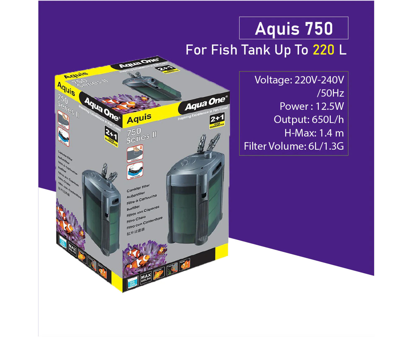 Aqua One Aquis 750 Series II Canister Filter 650L/H