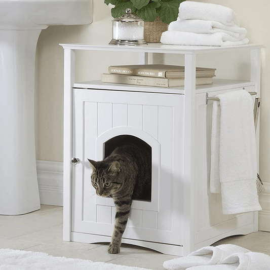 Jasper 2 Cat Litter Box Cabinet, White