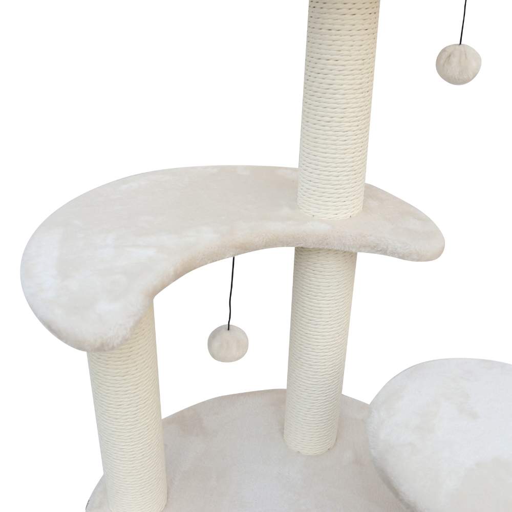 Modern Cat Tree With Wicker Baskets cat bed - 143cm Tall