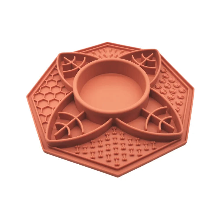 Flower Mandala Pet Bowl Lick Mat Bowl - Terracotta