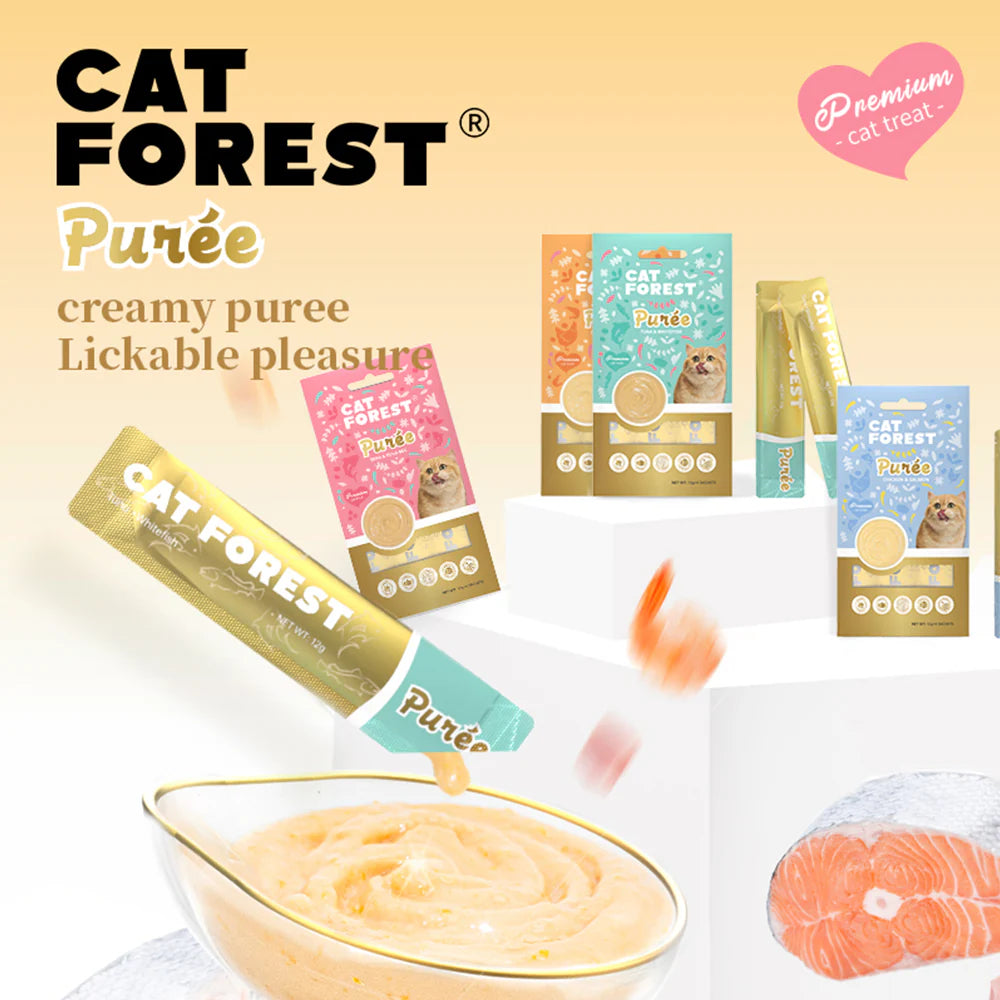 CAT FOREST Puree Chicken With Shrimp Cat Treats 12g x 48