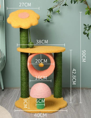 90cm Sunflower Plush Cat Scratching Post Cat Tree Cat Bed Cat Condo