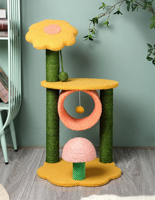 90cm Sunflower Plush Cat Scratching Post Cat Tree Cat Bed Cat Condo