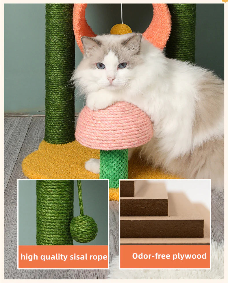 90cm Sunflower Plush Cat Scratching Post Cat Tree Cat Bed Cat Condo